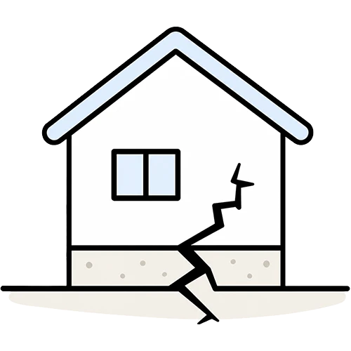 床や基礎がひび割れている イラスト